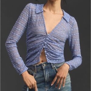 Sheer Periwinkle XS Anthropologie Top